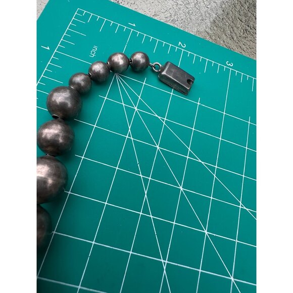 VTG Taxco Sterling Silver Chunky bench Bead Ball Bracelet Box Clasp Mexico 31g - Picture 8 of 16